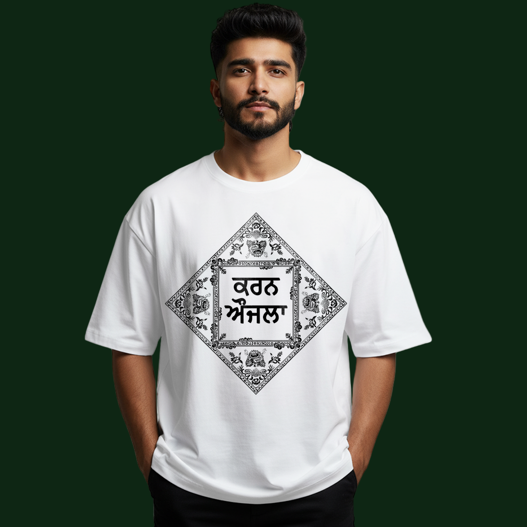 Karan Aujla Black & White Bandana Punjabi